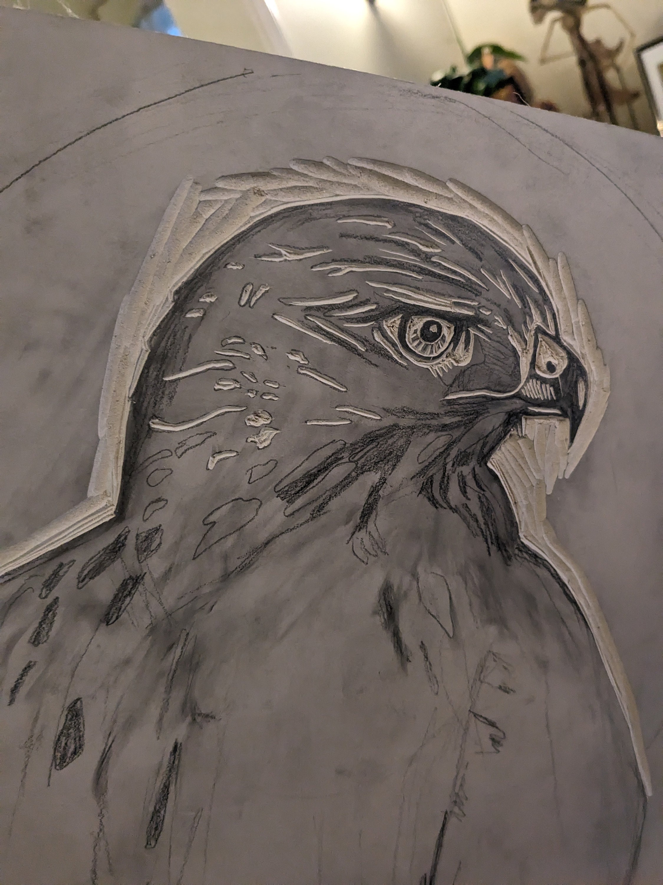 Hawk Rip Print Red Tailed Hawk Original Handmade Large Linocut Print Linoleum Carved ...