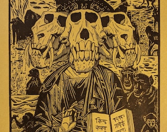 Memento Babooni original handmade woodblock print