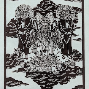 Lord Bunny original handmade woodcut print wood block print linocut