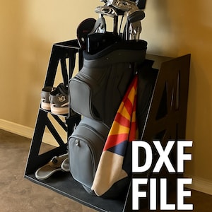 Golf Bag Storage Rack DXF File – CNC Plasma Cut Ready – Golf Organizer Digital Download – Golf Rack CAD File for Fabrication