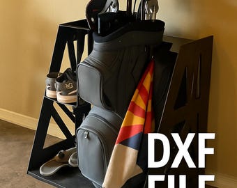 Archivo DXF para organizador de bolsas de golf – Preparado para CNC, organizador de garaje (Descarga digital)