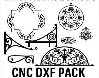 Marcos y soportes para volutas CNC (dxf, svg, png) (Descarga digital)