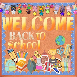 Welcome Back to School Bulletin Board Set: Classroom Door Decor (PDF Download