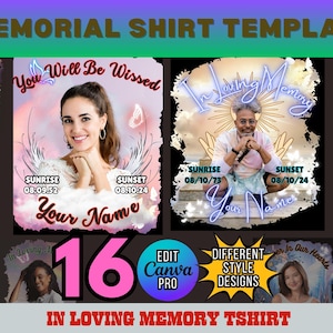 Memorial Design Canva Template Bundle: Celebration of Life Shirt (PNG Digital Download