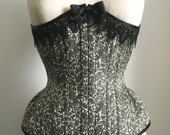 PUIMOND PY09 Curvy Underbust Chinese Silk Brocade Corset Size 21 NEW In-stock