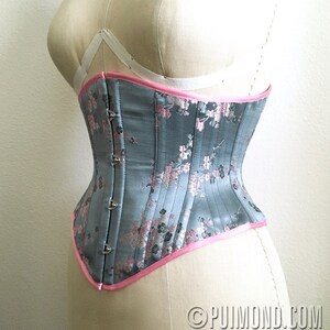 PUIMOND PY01 Pink Cherry Blossom Brocade Tightlacing Cincher Corset Size 20 NEW In-stock image 2