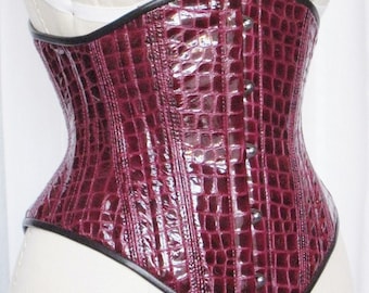 PUIMOND PY19 Plum Reptile Leather Contour Cincher Corset Size 22 NEW  In-Stock