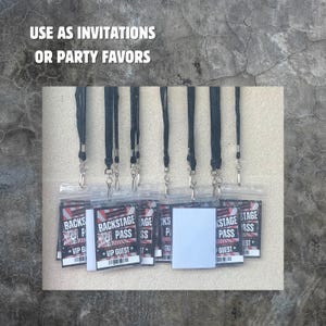 VIP Pass, Backstage Pass, Birthday Invitations, Party Favor Lanyards