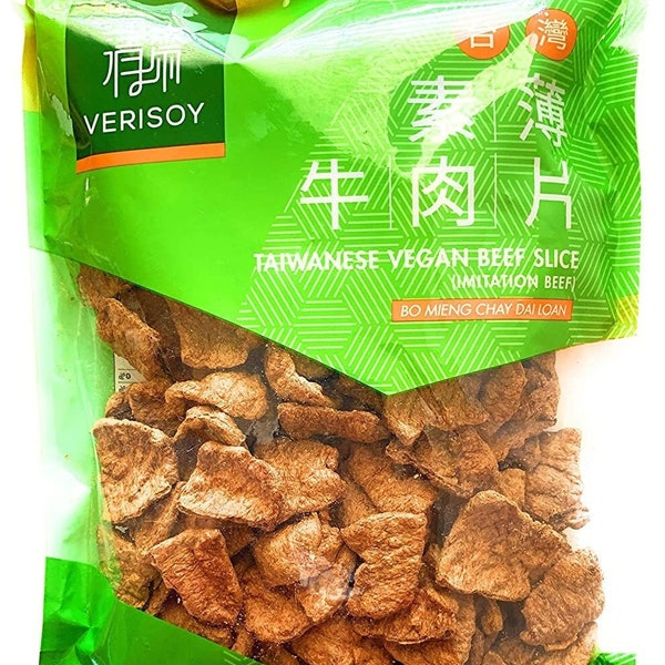 Meatless, Vegan Soy Textured BEEF SLICE, Soy Protein , Vegetarian Meat Substitute, Unflavored 7 oz.