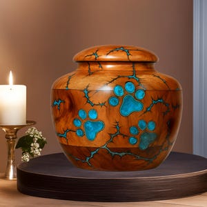 Personalized Pet Cremation Urn | Wooden Memorial Tribute for Dog & Cat