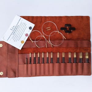 Set verwisselbare breinaalden van palissander, meedraaiend koord, 5 inch