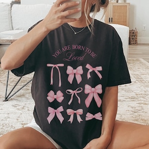 Comfort Colors Shirt, Pink Bows Shirt, Cute Ribbons T Shirt, Retro Bows Shirt, Coquette Bows Tee
