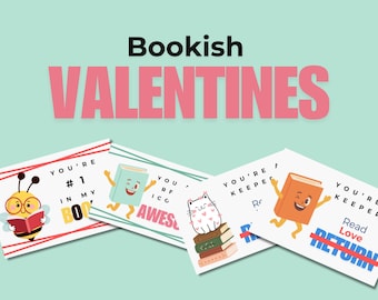 Cartões de Dia dos Namorados Bookish | Cartões de Biblioteca | Presentes para Sala de Aula
