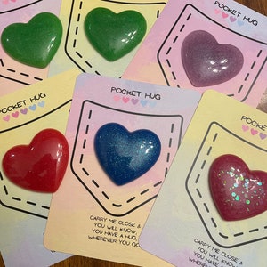 Pocket Hug Heart | Cadeau réfléchi | Cadeau coeur en résine | Ami spécial | Cadeau Miss You | Saint-Valentin en classe|