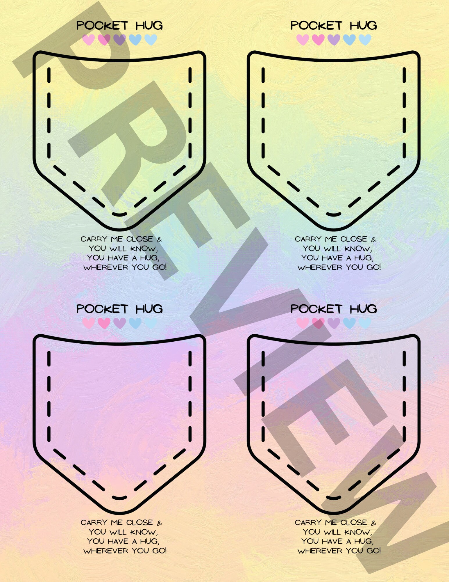 Printable Pocket Hug Template Etsy Printable Pocket Hug Template Etsy