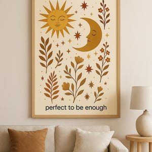 Sun and Moon Self-Worth Quote Wall Art – Boho Celestial Poster