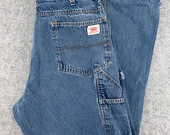 Vintage Round House Mens Carpenter Jeans 36x34 Blue Denim Made in USA Workwear