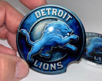 Detroit Lions Ceramic Car Coasters Set of 2 NFLFootball Auto Accessories