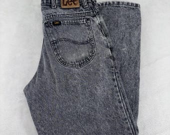 Vintage Lee Grey Acid Wash High Waisted Relaxed Fit Jeans Made in USA 32x30 11