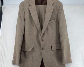 Vintage Levis Action Suit Mens 40L Tan Brown 2 Piece Blazer Trousers 33x32