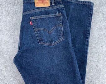 Vintage Levis 505 Regular Fit Straight Leg Jeans Dark Wash Made in USA 36x32