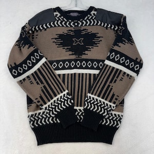 Vintage Leather Patchwork Sweater - Etsy