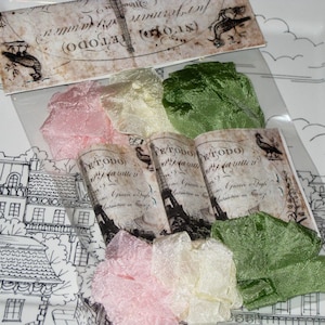 Scrunched Seam Binding ribbon, Crinkled Seam Binding Packaged Pink Rose Cameo ECS