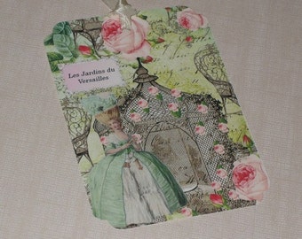 Marie Antoinette Gift Tag, Vintage Inspired Gift Tag,  Marie Antoinette Les Jardins du Versailles Gift Tag, Paris Gift Tag, French Gift Tag