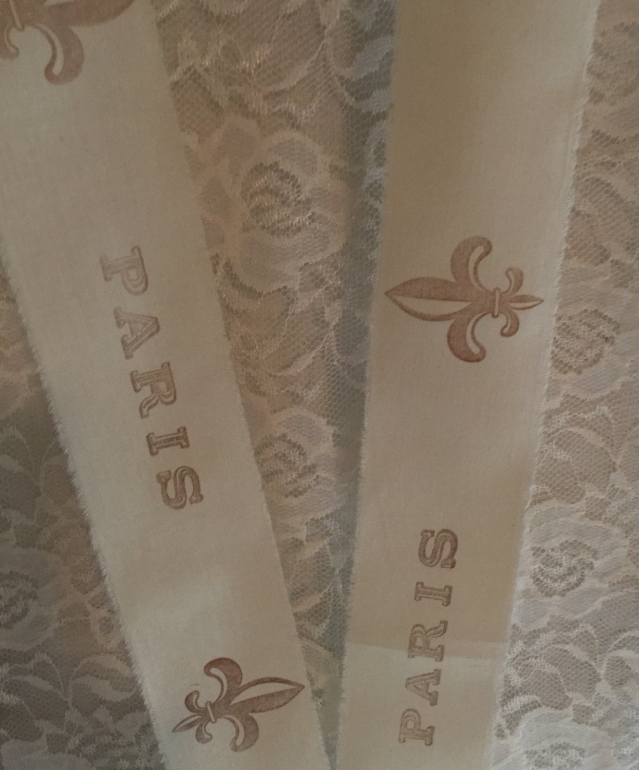 Fleur De Lis Ribbon French Script Ribbon Provence Cotton - Etsy