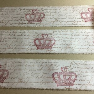 Vintage Style Ribbon, Crown Ribbon, French Script Ribbon, Cotton Trim ...