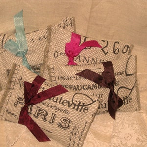 Vintage Burlap French Market Sachet Handmade Filled  with French Lavender