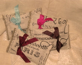 Vintage Burlap French Market Sachet Handmade Filled  with French Lavender