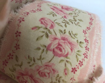 Tea Stained Muslin Trim, Distressed Floral Ribbon Trim, French Inspired Ribbon, Vintage Rose Trim, French Country Trim, Distressed Trim, ECS