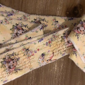 Paasbloemen Bunny Trim, Franse Trim, Vintage Bunny Ribbon, Shabby Chic Ribbon, Franse Markt Hand Distressed Ribbon, Paasmand Trim