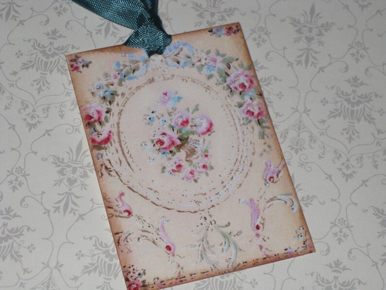 French Style Gift Tag, Paris Rose Gift Tag, Vintage Inspired Gift Tags, Hang Tags, Journaling Tag, Ephemera, Paris Apartment, Ooh La La image 1