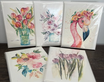 Watercolor cards with envelopes from my original painted artwork, greeting cards,  blank inside cards, watercolor cards