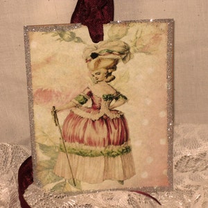French Market Vintage Style Marie Antoinette Glittered Gift Tags Versailles ECS