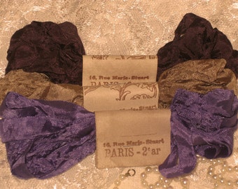 Scrunched Seam Binding ribbon, Crinkled Seam Binding Package Cafe Violette ECS