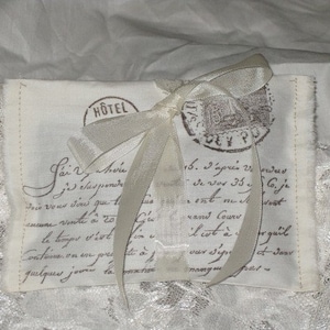 Cartão postal francês vintage, sachê de lavanda cheio de chá de lavanda da Provance, lembrancinha de casamento