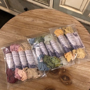 Hand Dyed and Tea Stained Scrunched Seam Binding ribbon Bundle, Crinkled Seam Binding Packaged, Vintage Inspired Seam Binding