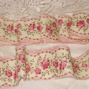 Acabamento em fita de rosas, acabamento francês, fita de rosas vintage, fita chique surrada, acabamento em fita de rosas country, fita de mercado francês envelhecida à mão