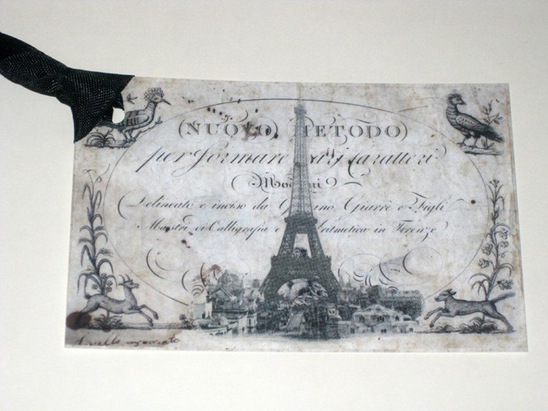 Vintage Ephemera Paris Eiffel Tower Gift Tag ECS - Etsy