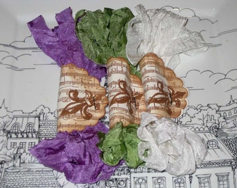 Scrunched Seam Binding ribbon, Crinkled Seam Binding Packaged Vintage French Lilac Fleur  ESC