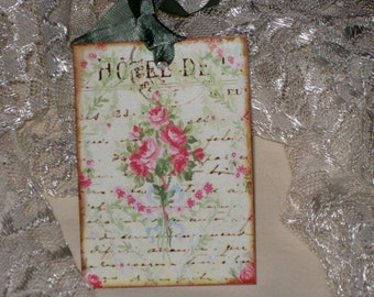 Vintage Spring Roses Gift Tags ECS Tattered Vintage Style