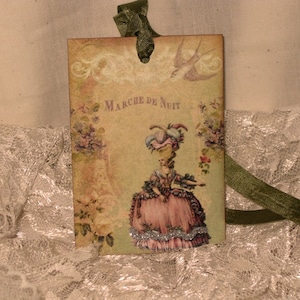 French Market Vintage Style Marie Antoinette Glittered Gift Tags Marche De Nuit ECS