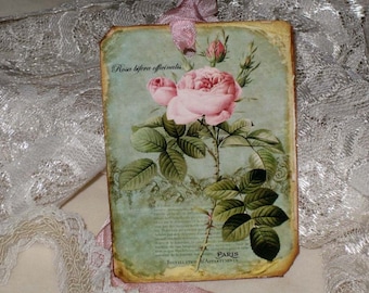 Vintage Distressed Rose Gift Tags ECS