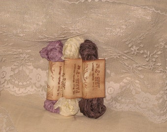 Scrunched Seam Binding ribbon, Crinkled Seam Binding Package  Cream Violette ECS