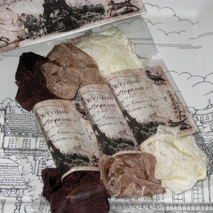 Scrunched Seam Binding ribbon, Crinkled Seam Binding Packaged Vintage Chocolat ECS