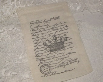 Muslin Favor Pouches Vintage Inspired Paris Crown French Script Muslin Gift Pouches