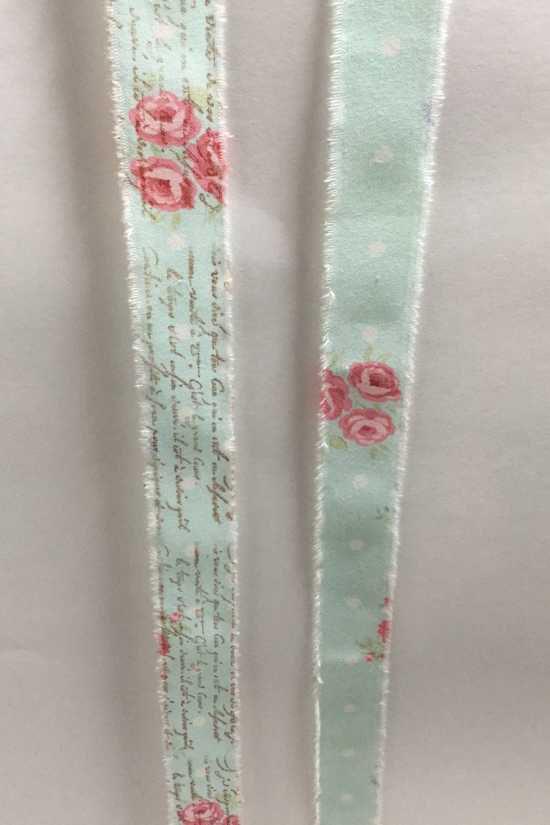 French Blue Ribbon Trim, French Inspired Ribbon, Vintage Rose Trim, Floral Ribbon Trim, Vintage Inspired Ribbon, Rose Ticking Ribbon ECS image 2